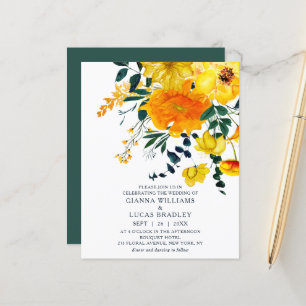 Begroting Elegant Yellow Waterverf Floral Wedding