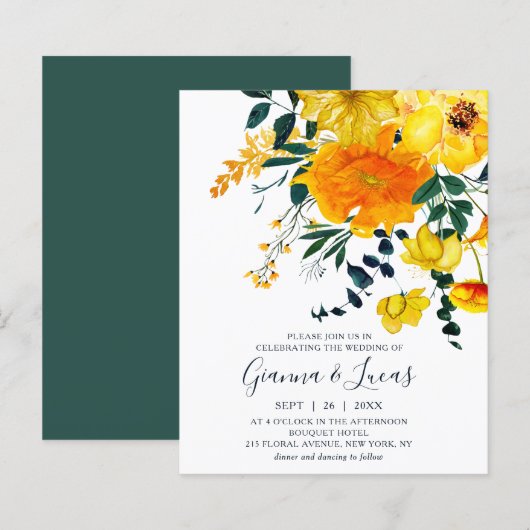 Begroting Elegant Yellow Waterverf Floral Wedding (Voorkant / Achterkant)