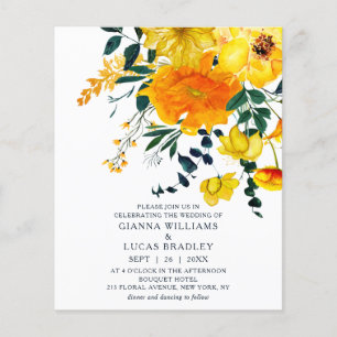 Begroting Elegant Yellow Waterverf Floral Wedding Flyer