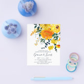 Begroting Elegant Yellow Waterverf Floral Wedding Flyer (Enkel)
