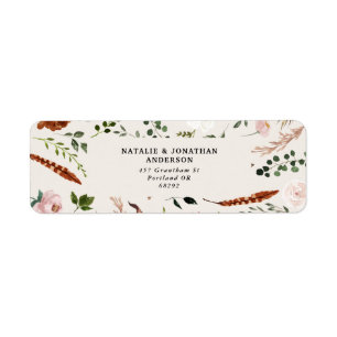 Begroting elegant zwarte terracotta florale bruilo etiket