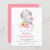 Begroting Elephant 1e verjaardag Roze Partij Uitno (Voorkant / Achterkant)