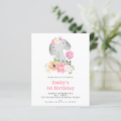 Begroting Elephant 1e verjaardag Roze Partij Uitno (Staand voorkant)