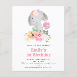 Begroting Elephant 1e verjaardag Roze Partij Uitno