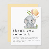 BEGROTING Elephant Baby shower Geel Dank u (Voorkant / Achterkant)