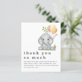 BEGROTING Elephant Baby shower Geel Dank u (Staand voorkant)