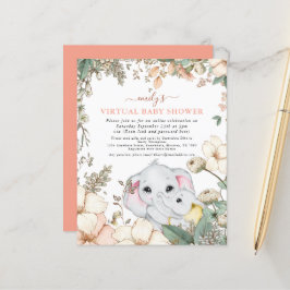 Begroting Elephant Coral Virtual Baby shower nodig