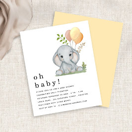 Begroting Elephant Gender Neutral Baby shower Invi