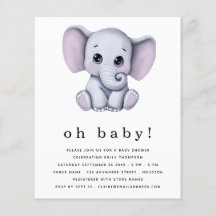 Begroting Elephant Gender Neutral Baby shower Invi