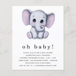 Begroting Elephant Gender Neutral Baby shower Invi