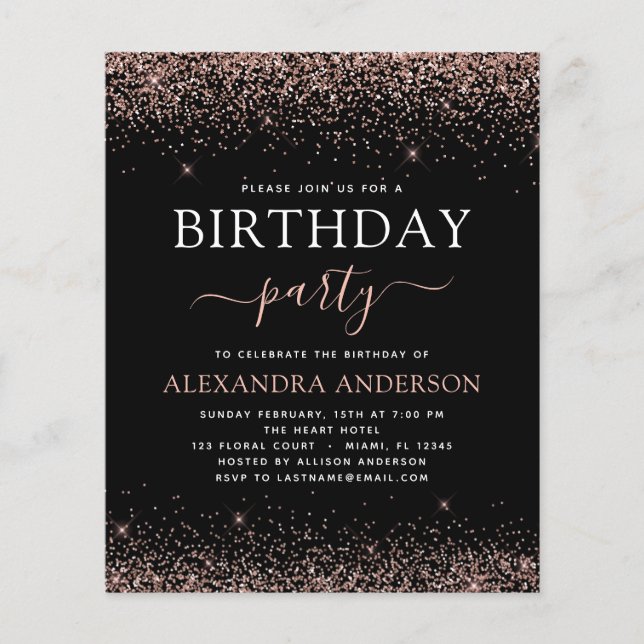 Begroting Elk Roos op jaardag Gold Pink Glitter (Voorkant)