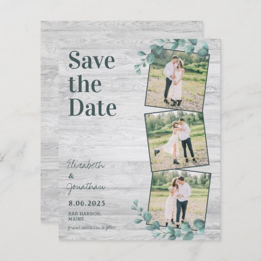 Begroting Eucalyptus 3 Fotobruiloft sparen datum (Voorkant / Achterkant)