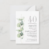 Begroting Eucalyptus 40th Birthday Party Invitatio Notitiekaartje (Voorkant)