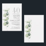 Begroting Eucalyptus 40th Birthday Party Invitatio Notitiekaartje<br><div class="desc">Het zou een verrassingsfeest kunnen zijn of een ander speciaal decennium. Deze uitnodiging van een veertigjarig feest met eucalyptus greenery design met moderne populaire typografie kan eenvoudig worden aangepast aan elke verjaardag of verjaardag. U kunt de tekst, de verjaardagsdetails en de achtergrondkleur wijzigen door op de knop "Personaliseren" te klikken...</div>