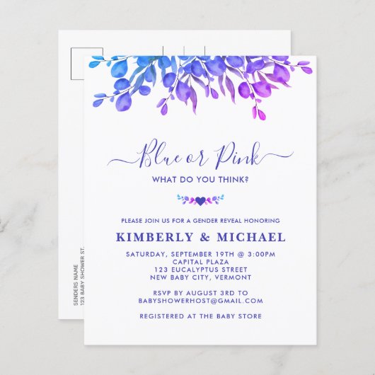 Begroting Eucalyptus Baby Geslacht Blauw roze (Voorkant / Achterkant)