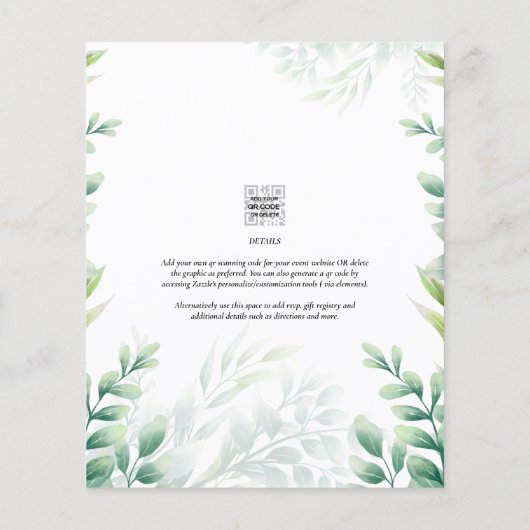 BEGROTING Eucalyptus BABY SHOWER QR CODE INVITE Flyer (Achterkant)