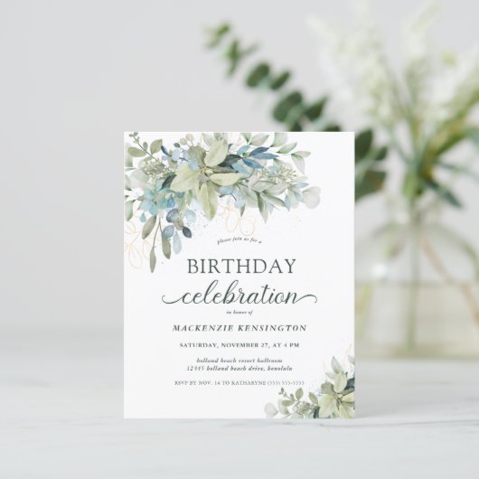 Begroting Eucalyptus Birthday Celebration Invitati (Staand voorkant)