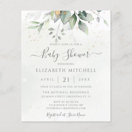 Begroting Eucalyptus Botanische Baby shower (Voorkant)