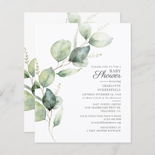 Begroting Eucalyptus Botanische Baby shower (Voorkant / Achterkant)