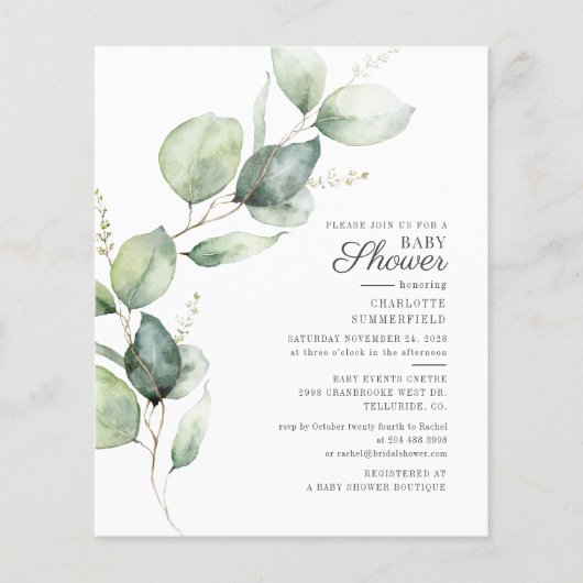 Begroting Eucalyptus Botanische Baby shower (Voorkant)