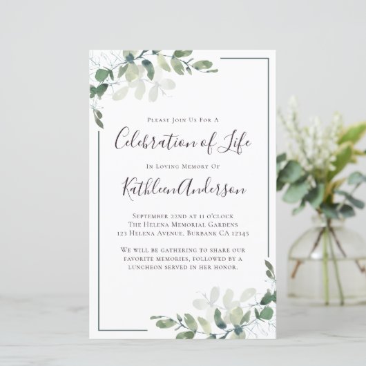 Begroting Eucalyptus Celebration of Life Invitatio (Staand voorkant)