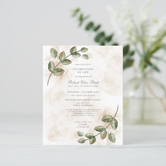 Begroting Eucalyptus Celebration of Life Invitatio (Staand voorkant)