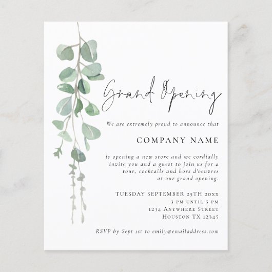 Begroting Eucalyptus Company Grand Opening (Voorkant)