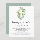 Begroting Eucalyptus Cross Baptisme Uitnodiging (Voorkant / Achterkant)