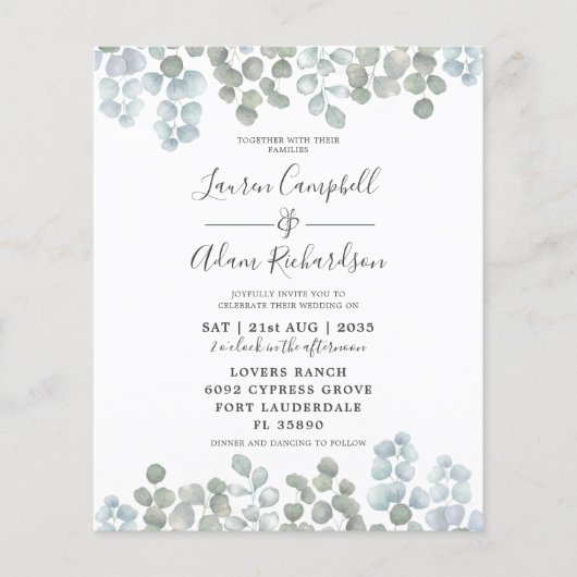 Begroting Eucalyptus Dusty Blue Waterverf Weddensc (Voorkant)