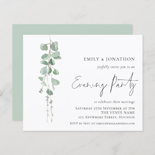 Begroting Eucalyptus Evening Party Weddenschap (Voorkant / Achterkant)