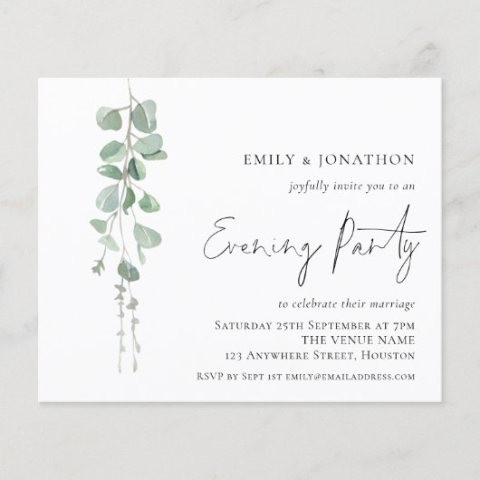 Begroting Eucalyptus Evening Party Weddenschap (Voorkant)