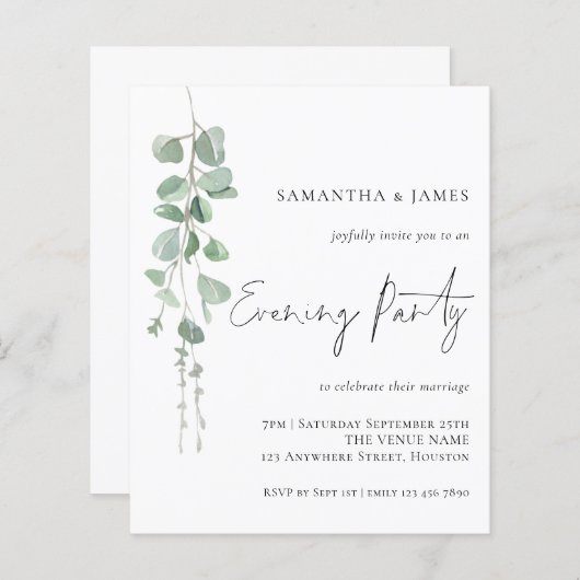 Begroting Eucalyptus Evening Party Weddenschap (Voorkant / Achterkant)
