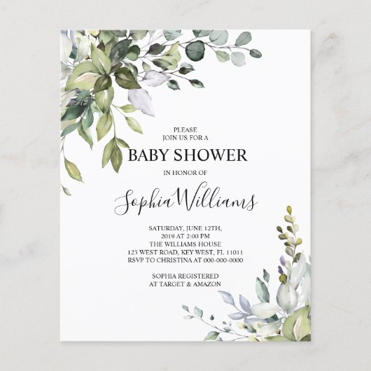 Begroting Eucalyptus Floral Baby shower (Voorkant)