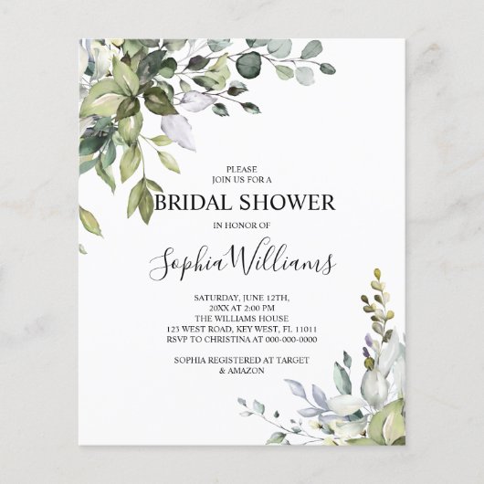 Begroting Eucalyptus Floral Bridal Shower (Voorkant)