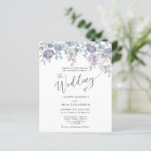 Begroting Eucalyptus & Floral Paars Wedding Invite (Staand voorkant)