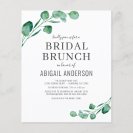 Begroting Eucalyptus Foliage Bridal Brunch Uitnodi Flyer