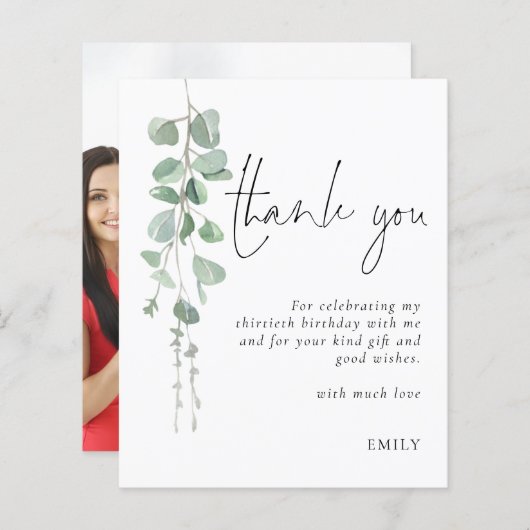 Begroting Eucalyptus Foto 30e verjaardag Dank u (Voorkant / Achterkant)