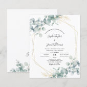 Begroting Eucalyptus Geometric Wedding Uitnodiging (Voorkant / Achterkant)