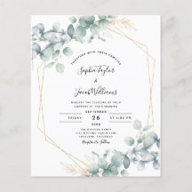 Begroting Eucalyptus Geometric Wedding Uitnodiging