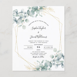Begroting Eucalyptus Geometric Wedding Uitnodiging
