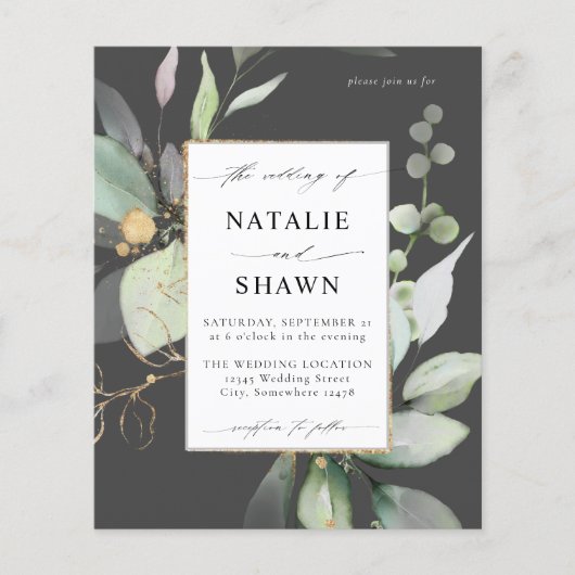 Begroting Eucalyptus Glow Gold Greenery Wedding Gr (Voorkant)