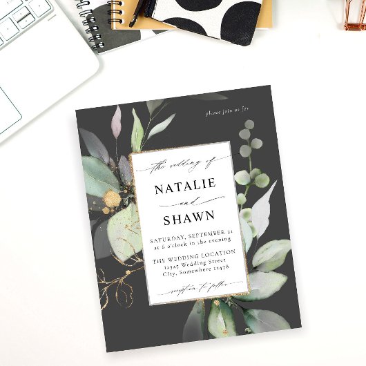 Begroting Eucalyptus Glow Gold Greenery Wedding Gr Flyer