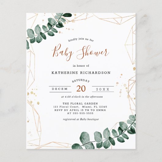 Begroting Eucalyptus | Greenery Baby shower Flyer (Voorkant)