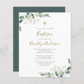 Begroting Eucalyptus Greenery Baptism Invitation (Voorkant / Achterkant)