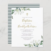Begroting Eucalyptus Greenery Baptism Invitation (Voorkant / Achterkant)