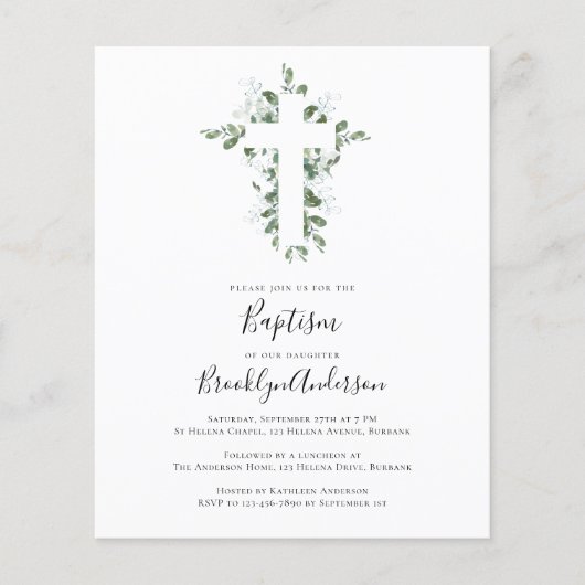 Begroting Eucalyptus Greenery Baptism Invitation (Voorkant)