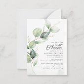 Begroting Eucalyptus Greenery botanisch Baby showe Notitiekaartje (Voorkant)