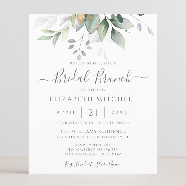 Begroting Eucalyptus Greenery Bridal Brunch Invite (Creator heeft geüpload)