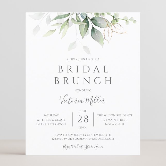 Begroting Eucalyptus Greenery Bridal Brunch Invite (Creator heeft geüpload)