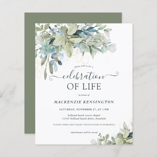 Begroting Eucalyptus Greenery Celebration of Life (Voorkant / Achterkant)